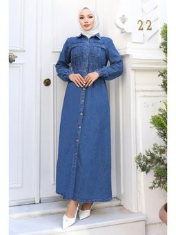 Beli Lastikli Kot Açık Mavi Ferace