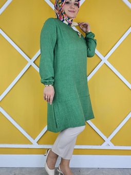 Benetton Broş Detaylı Ve Etek Ucu Taş Tunik