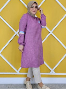 Gül Kurusu Taş Ve Renk Kombin Detaylı Tunik