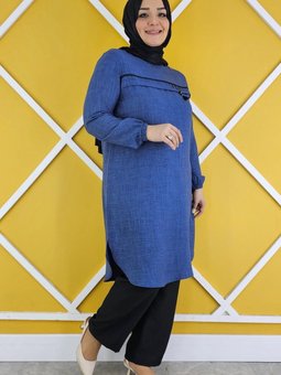 İndigo Aller Üstü Aksesuar Detaylı Tunik