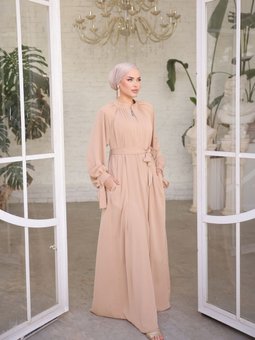 Pudra Ankanoor Camel Hakim Yaka Kuşaklı Ferace