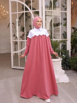 Pudra Ankanoor Robası Fırfırlı Garnili Iki İplik Elbise