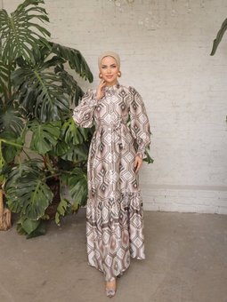 Pudra Yaka Eteği Sulu Saten Gömlek Elbise