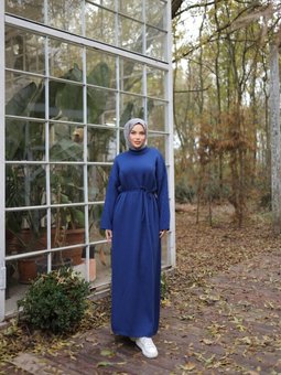 Saks Mavisi Ankanoor Kolu Saç Örgülü Spor Elbise