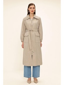 Fermuarlı Zincir Detaylı Astarlı Simli Jakar Kap Taş