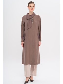 Mendil Yaka Dar Detaylı Astarsız Modal Kap Kahve