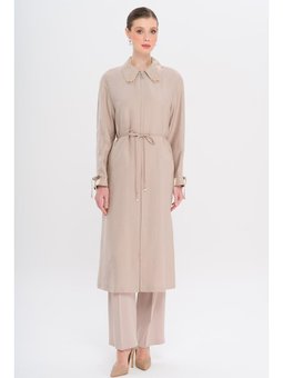 Yakası Boncuk Kolu Büzgü Detaylı Astarsız Modal Kap Taş