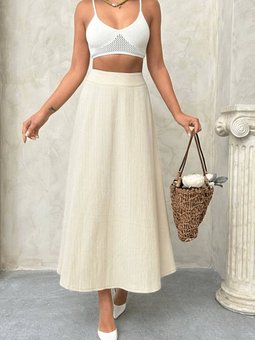 Bej Uzun Astarlı Etek