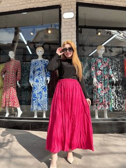 Fuşya Uzun Kraş Etek