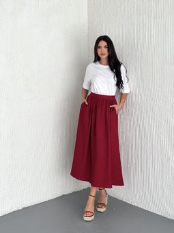 Fuşya Uzun Vual Kumaş Rahat Kesim Yazlık Etek