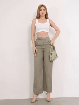 Haki Pnt Gabardin Kemer Detay Pantolon