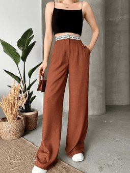 Kahve Flamlı Pantolon