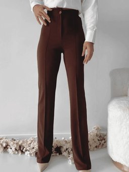 Kahve Önü Cumalı İthal Krep Pantolon