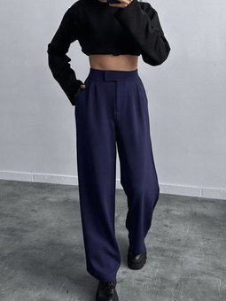 Lacivert Cırtlı Palazzo Pantolon