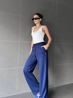 Lacivert Palazzo Pantolon