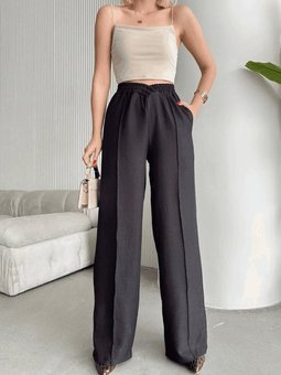 Siyah Beli Çapraz Pantolon