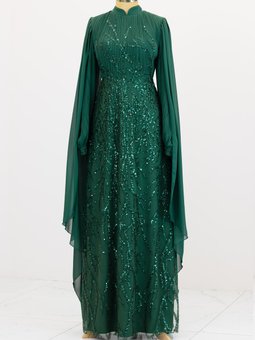 Ezgi Zümrüt Yeşili Abiye Elbise