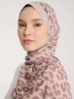 Pure Tone Nude Şal Leopar Desen Taş