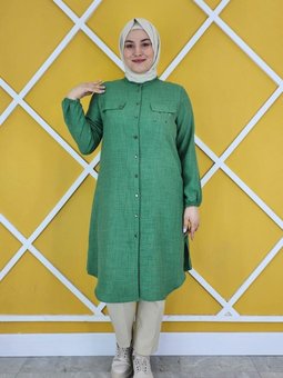 Benetton Arma Ve Taş Detaylı Keten Gömlek