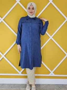İndigo Aller Üzeri Aksesuarlı Gömlek