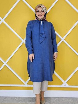 İndigo Estetik Kravat Yakalı Tunik