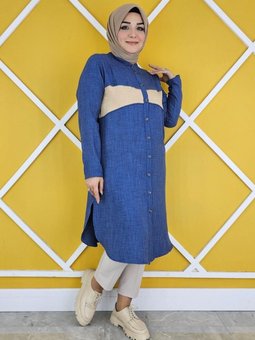 İndigo Nervür Cep Taş Detaylı Gömlek