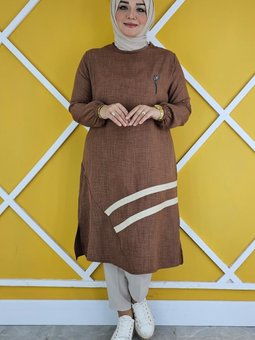 Kahverengi Kombin Geçişli Tunik