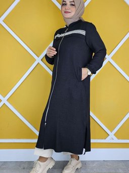 Siyah Dantel Şerit Detaylı Kap