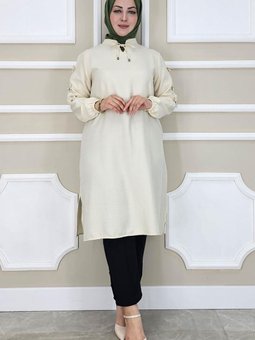Taş Omuzlardan Kollara Düğme Detay Tunik