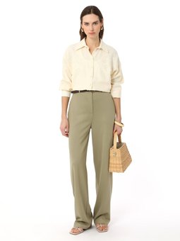 Yüksek Bel Yumuşak Tuşeli Yeşil Pantolon