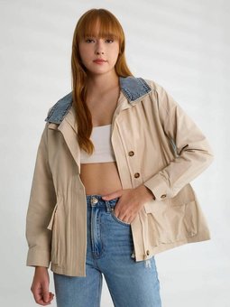 Taş Uzun Kollu Kot Detaylı Trençkot