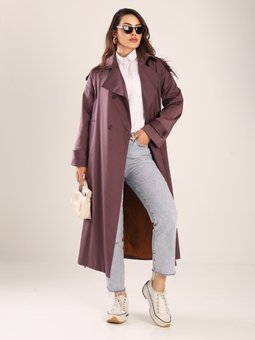 Creed Kadın Oversize Mürdüm Trençkot