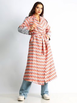 Creed Tasarım Oversize Desenli Trençkot