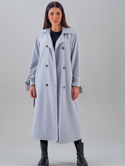 Reglan Kadın Oversize Açık Gri Trençkot