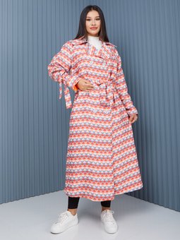 Reglan Kadın Oversize Desenli Trençkot