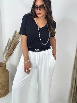 Ekru Bol Paça Rahat Pantolon