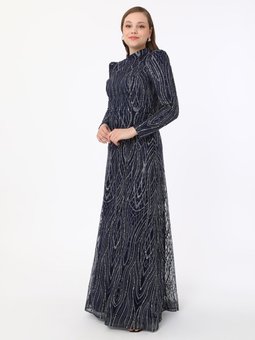 Irmak Lacivert Abiye Elbise