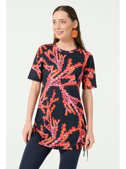 Eteği Toplamalı Yarım Kol Yarı Kapalı Mayo