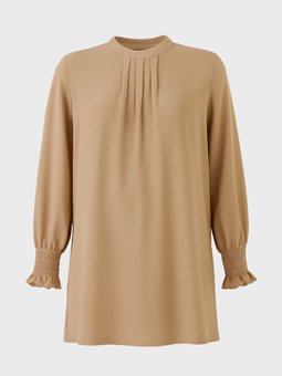 Büyük Beden Kolları Gipeli Aerobin Camel Tunik