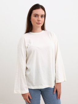 Ekru Büyük Beden Oversize Pamuklu Tişört