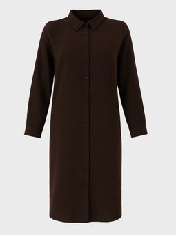 Müslin Kumaşlı Uzun Büyük Beden Kahverengi Tunik