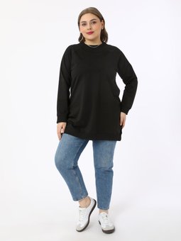 Siyah Büyük Beden Basic Sweatshirt