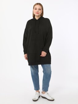 Siyah Büyük Beden Kapüşonlu Sweatshirt