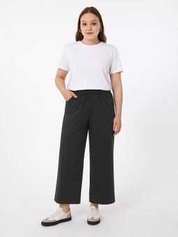 Viskon Kumaş Rahat Kalıp Büyük Beden Antrasit Pantolon