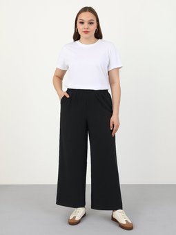 Viskon Kumaş Rahat Kalıp Büyük Beden Lacivert Pantolon