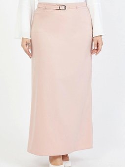 Pudra Uzun Kemerli Büyük Beden Etek