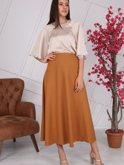 Taba Uzun Mevsimlik Fermuarlı Kloş Etek