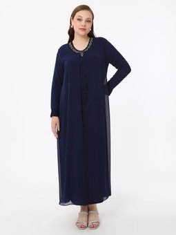 Büyük Beden Lacivert Abiye Elbise