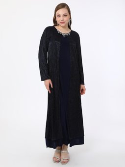 Büyük Beden Lacivert Abiye Elbise