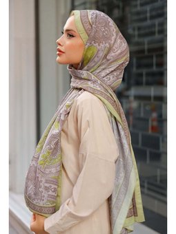 Etnik Desenli Pamuk Şal Fıstık Yeşili